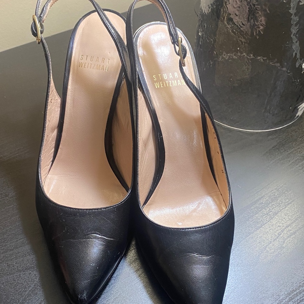 Stuart Weitzman Black Slingback Heels